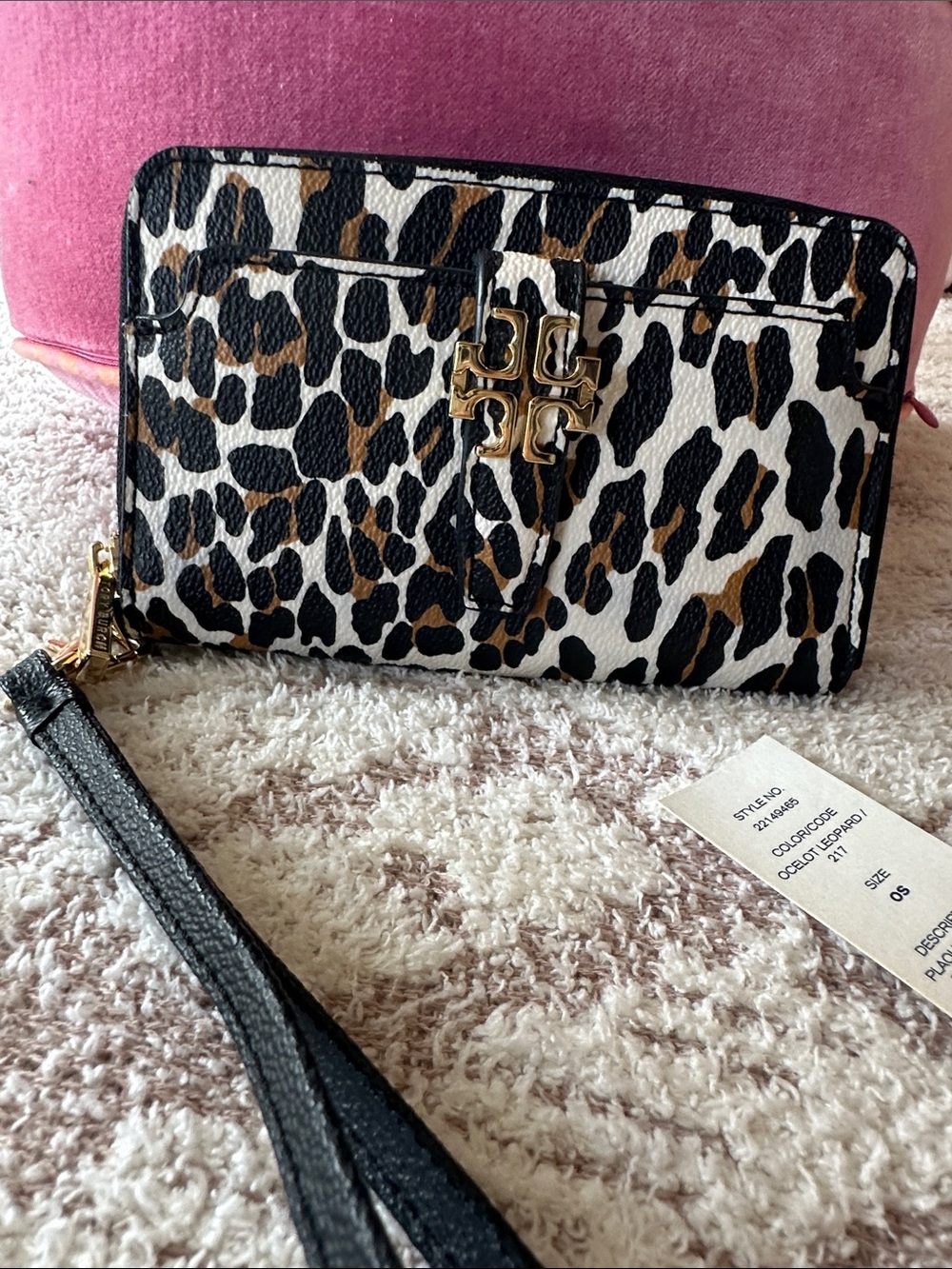 NWT Tory Burch Ocelot Leopard Wallet Wristlet Rare Print Gold Hardware